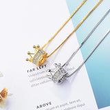925 Silver Zircon Crown Necklace Queen Wind Chain S-n311