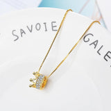925 Silver Zircon Crown Necklace Queen Wind Chain S-n311