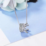925 Silver Zircon Crown Necklace Queen Wind Chain S-n311