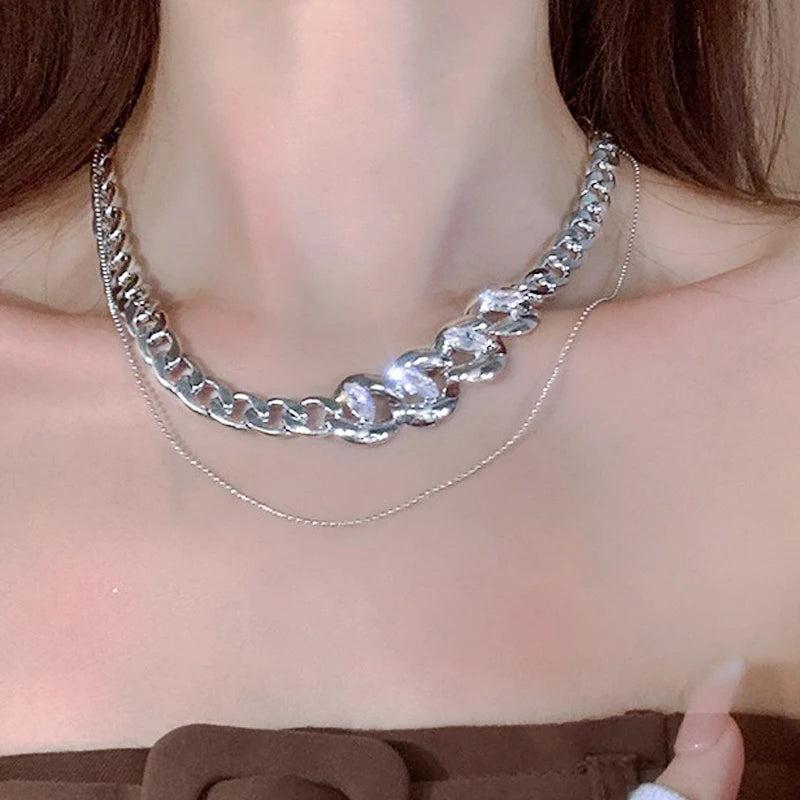 925 Silver Micro Inlaid Zircon Clavicle Chain Necklace
