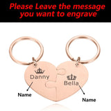 Personalized Couples Name Engraved Keychain Set Valentines Day Gift