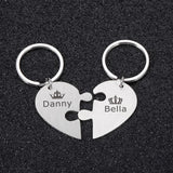 Personalized Couples Name Engraved Keychain Set Valentines Day Gift