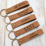 Engraved Leather Keychain - Personalised Keyring Gift