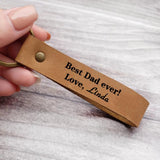 Engraved Leather Keychain - Personalised Keyring Gift