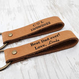 Engraved Leather Keychain - Personalised Keyring Gift