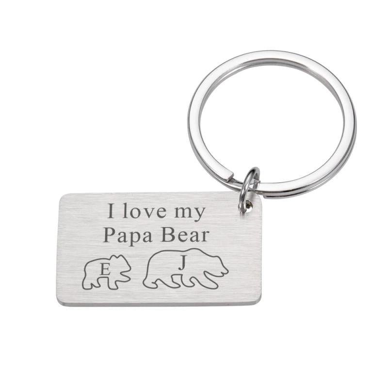 Engraved Initial Letter Keychain for Dad, Father's Day Gift