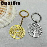 Personality Tree Of Life Keychain Multi-Name Stainless Steel Keyring For Women
