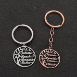 Personality Tree Of Life Keychain Multi-Name Stainless Steel Keyring For Women