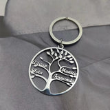 Personality Tree Of Life Keychain Multi-Name Stainless Steel Keyring For Women