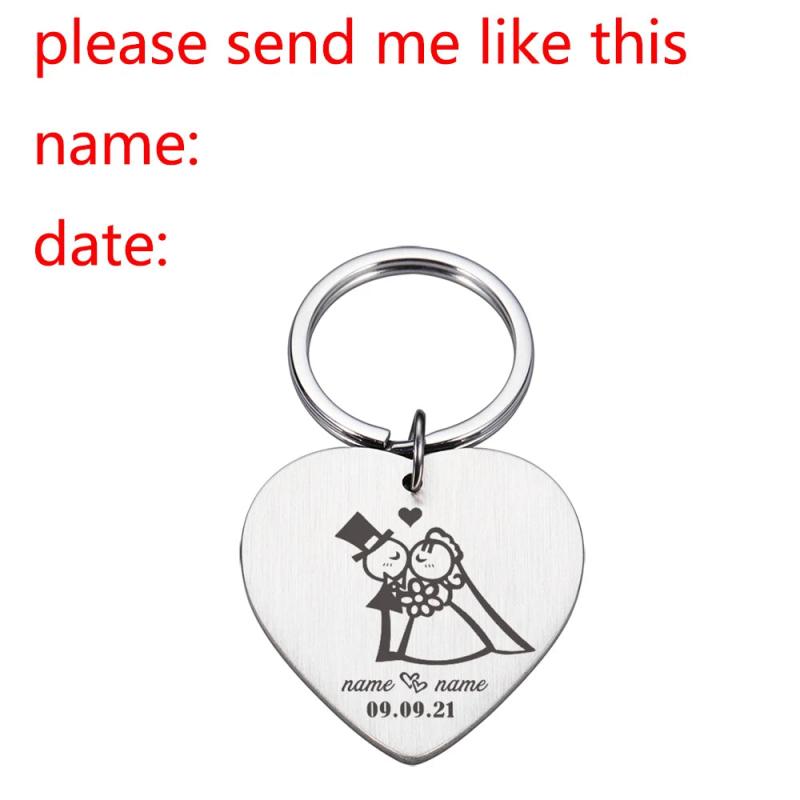 Custom Engraved Newlyweds Keyring with Name and Date for Home Keys