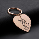 Custom Engraved Newlyweds Keyring with Name and Date for Home Keys