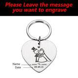 Custom Engraved Newlyweds Keyring with Name and Date for Home Keys