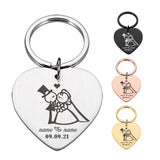Custom Engraved Newlyweds Keyring with Name and Date for Home Keys