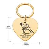 Custom Engraved Newlyweds Keyring with Name and Date for Home Keys