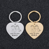Custom Engraved Newlyweds Keyring with Name and Date for Home Keys