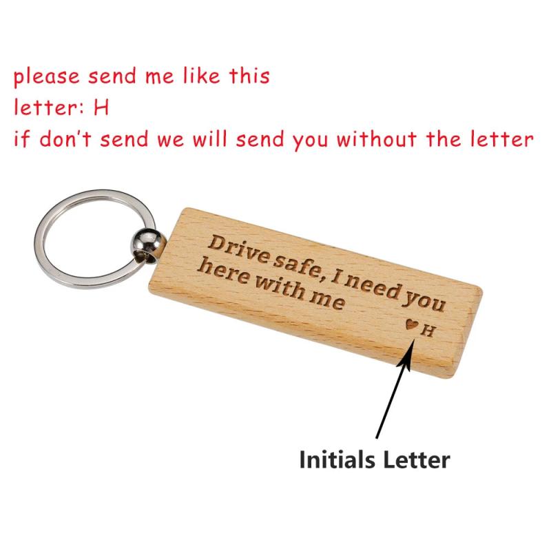 Personalized Wooden Initials Keychain for Men Women