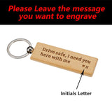 Personalized Wooden Initials Keychain for Men Women