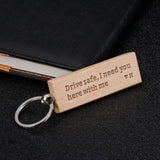 Personalized Wooden Initials Keychain for Men Women