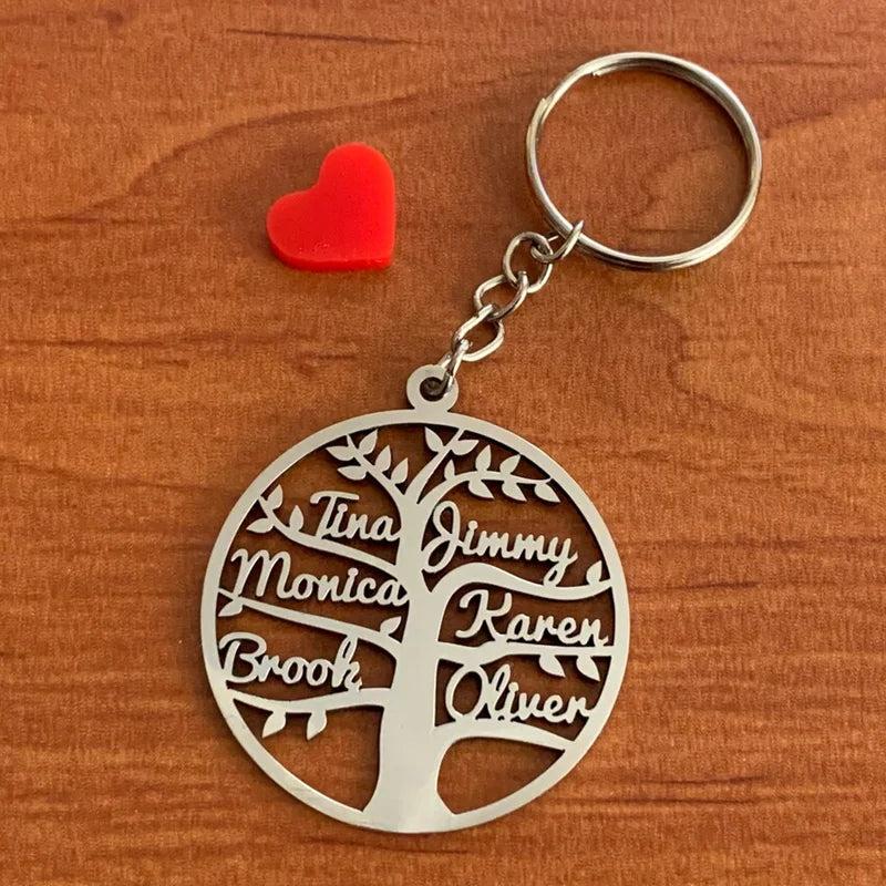 Tree Name Keychain Stainless Steel Name Letters Keyring