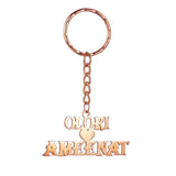 Middle Heart Keychains Embossed Round Key Ring for Couple