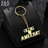 Middle Heart Keychains Embossed Round Key Ring for Couple