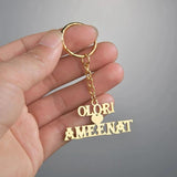 Middle Heart Keychains Embossed Round Key Ring for Couple