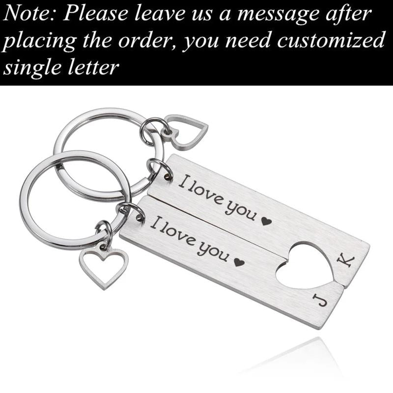 2Pcs Keychains Anniversary Couple Gift Car keyring Couples