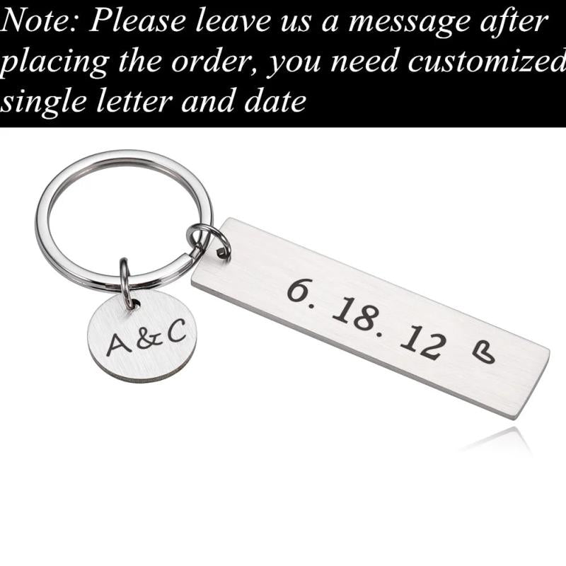 Couples Keychain Boyfriend Girlfriend Husband Wife Custom KeyRing