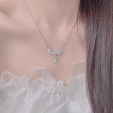 Colourful Crystal Angel Wings Necklace High Thin Clavicle Chain Jewelry