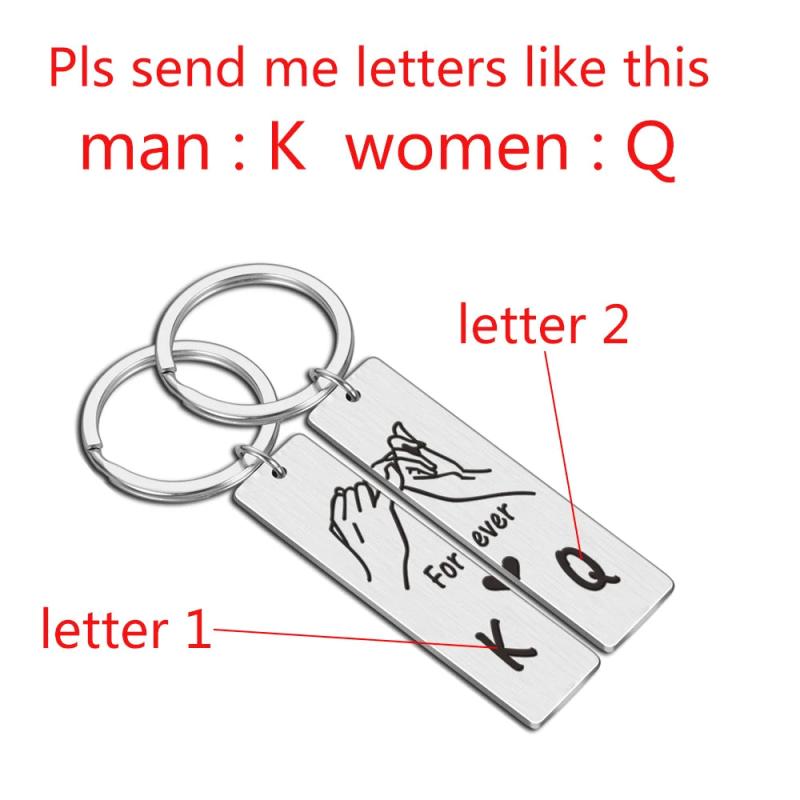 2Pcs Personalized Keychain Forever Couple Letters Keychain Love Gift