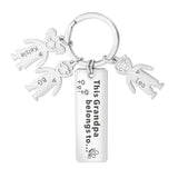 Daddy Belongs to Kids Name Charm Keychain Engraved Keyring
