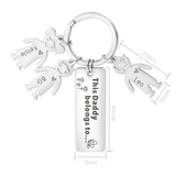 Daddy Belongs to Kids Name Charm Keychain Engraved Keyring