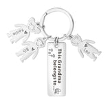 Daddy Belongs to Kids Name Charm Keychain Engraved Keyring