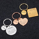 Engraved Calendar Date Stainless Steel Keyring - Wedding Anniversary Gift