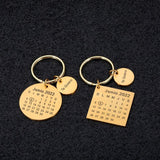 Engraved Calendar Date Stainless Steel Keyring - Wedding Anniversary Gift