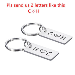 Engraved Couple Name Keychain Love Keyring Gift for Couples