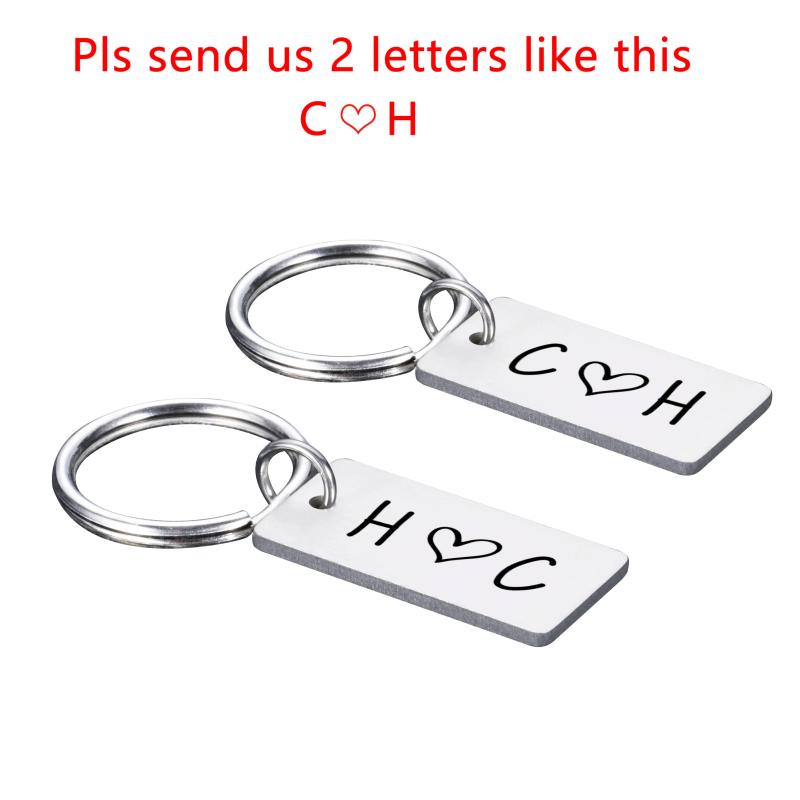 Engraved Couple Name Keychain Love Keyring Gift for Couples