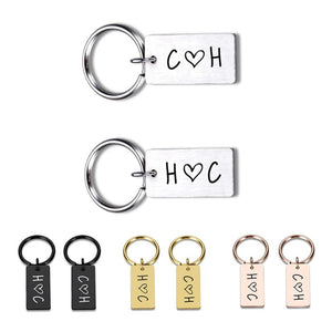 Engraved Couple Name Keychain Love Keyring Gift for Couples