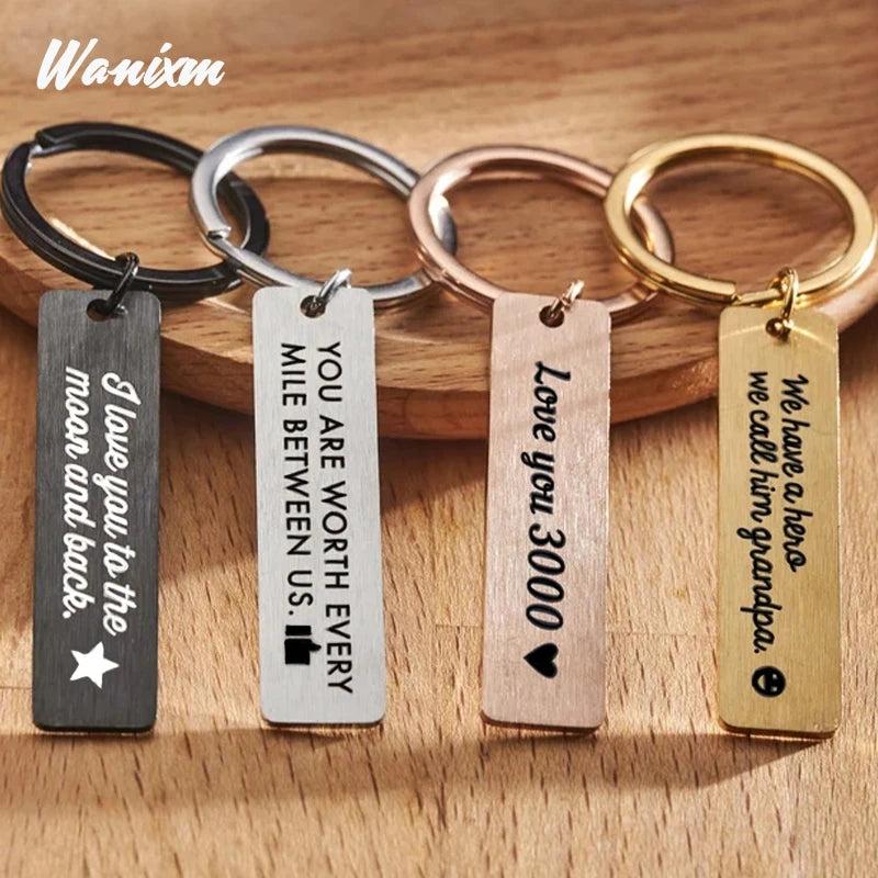 Personalized Stainless Steel Name Keychain Date Car Key Ring