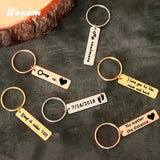 Personalized Stainless Steel Name Keychain Date Car Key Ring