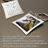Custom Calendar Keychain Photo Key Chain Personalized Couple Keyring