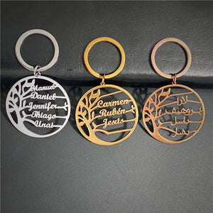 Personalized Family Name Key Chain Stainless Steel Member Keyring