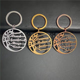 Personalized Family Name Key Chain Stainless Steel Member Keyring