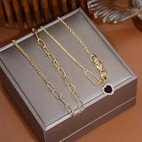 Noble Double Layer Baroque Heart Necklace for Women 14k Real Charm