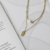 Double Layer Charm Pearl Necklace 18k Plating