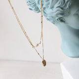 Double Layer Charm Pearl Necklace 18k Plating
