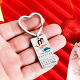 Personalized Calendar Photo Keychain Engraved Date Text Stainless Steel Keyring