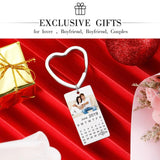 Personalized Calendar Photo Keychain Engraved Date Text Stainless Steel Keyring