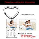 Personalized Calendar Photo Keychain Engraved Date Text Stainless Steel Keyring