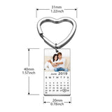 Personalized Calendar Photo Keychain Engraved Date Text Stainless Steel Keyring